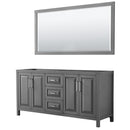 Wyndham Daria 72" Double Bathroom Vanity In Dark Gray No Countertop No Sink And 70" Mirror WCV252572DKGCXSXXM70