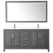 Wyndham Daria 72" Double Bathroom Vanity In Dark Gray White Cultured Marble Countertop Undermount Square Sinks and 70" Mirror WCV252572DKGWCUNSM70