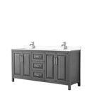 Wyndham Daria 72" Double Bathroom Vanity In Dark Gray White Cultured Marble Countertop Undermount Square Sinks And No Mirror WCV252572DKGWCUNSMXX