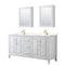 Wyndham Daria 72" Double Bathroom Vanity In White Light-Vein Carrara Cultured Marble Countertop Undermount Square Sinks Brushed Gold Trims And Medicine Cabinets WCV252572DWGC2UNSMED