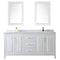 Wyndham Daria 72" Double Bathroom Vanity In White White Carrara Marble Countertop Undermount Square Sinks Brushed Gold Trims and 24" Mirrors WCV252572DWGCMUNSM24