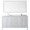 Wyndham Daria 72" Double Bathroom Vanity In White White Carrara Marble Countertop Undermount Square Sinks Brushed Gold Trims and 70" Mirror WCV252572DWGCMUNSM70