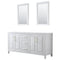 Wyndham Daria 72" Double Bathroom Vanity In White No Countertop No Sink Brushed Gold Trims And 24" Mirrors WCV252572DWGCXSXXM24