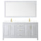 Wyndham Daria 72" Double Bathroom Vanity In White White Cultured Marble Countertop Undermount Square Sinks Brushed Gold Trims and 70" Mirror WCV252572DWGWCUNSM70