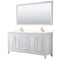 Wyndham Daria 72" Double Bathroom Vanity In White White Cultured Marble Countertop Undermount Square Sinks Brushed Gold Trims And 70" Mirror WCV252572DWGWCUNSM70