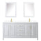 Wyndham Daria 72" Double Bathroom Vanity In White White Cultured Marble Countertop Undermount Square Sinks Brushed Gold Trims and Medicine Cabinets WCV252572DWGWCUNSMED