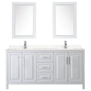 Wyndham Daria 72" Double Bathroom Vanity In White Light-Vein Carrara Cultured Marble Countertop Undermount Square Sinks and 24" Mirrors WCV252572DWHC2UNSM24