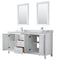 Wyndham Daria 72" Double Bathroom Vanity In White White Carrara Marble Countertop Undermount Square Sink and 24" Mirror WCV252572DWHCMUNSM24