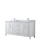 Wyndham Daria 72" Double Bathroom Vanity In White White Carrara Marble Countertop Undermount Square Sink And No Mirror WCV252572DWHCMUNSMXX