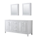 Wyndham Daria 72" Double Bathroom Vanity In White No Countertop No Sink And Medicine Cabinet WCV252572DWHCXSXXMED