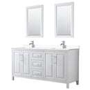 Wyndham Daria 72" Double Bathroom Vanity In White White Cultured Marble Countertop Undermount Square Sinks And 24" Mirrors WCV252572DWHWCUNSM24