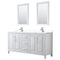 Wyndham Daria 72" Double Bathroom Vanity In White White Cultured Marble Countertop Undermount Square Sinks And 24" Mirrors WCV252572DWHWCUNSM24