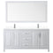 Wyndham Daria 72" Double Bathroom Vanity In White White Cultured Marble Countertop Undermount Square Sinks and 70" Mirror WCV252572DWHWCUNSM70