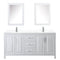 Wyndham Daria 72" Double Bathroom Vanity In White White Cultured Marble Countertop Undermount Square Sinks and Medicine Cabinets WCV252572DWHWCUNSMED