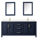 Wyndham Daria 80" Double Bathroom Vanity In Dark Blue Light-Vein Carrara Cultured Marble Countertop Undermount Square Sinks and Medicine Cabinets WCV252580DBLC2UNSMED