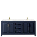 Wyndham Daria 80" Double Bathroom Vanity In Dark Blue Light-Vein Carrara Cultured Marble Countertop Undermount Square Sinks and No Mirror WCV252580DBLC2UNSMXX