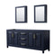 Wyndham Daria 80" Double Bathroom Vanity In Dark Blue No Countertop No Sink And Medicine Cabinets WCV252580DBLCXSXXMED