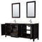 Wyndham Daria 80" Double Bathroom Vanity In Dark Espresso Light-Vein Carrara Cultured Marble Countertop Undermount Square Sinks and 24" Mirrors WCV252580DDEC2UNSM24