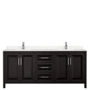 Wyndham Daria 80" Double Bathroom Vanity In Dark Espresso Light-Vein Carrara Cultured Marble Countertop Undermount Square Sinks and No Mirror WCV252580DDEC2UNSMXX