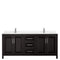 Wyndham Daria 80" Double Bathroom Vanity In Dark Espresso Light-Vein Carrara Cultured Marble Countertop Undermount Square Sinks and No Mirror WCV252580DDEC2UNSMXX