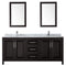 Wyndham Daria 80" Double Bathroom Vanity In Dark Espresso White Carrara Marble Countertop Undermount Square Sink and 24" Mirror WCV252580DDECMUNSM24