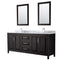 Wyndham Daria 80" Double Bathroom Vanity In Dark Espresso White Carrara Marble Countertop Undermount Square Sink And 24" Mirror WCV252580DDECMUNSM24