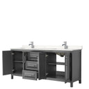 Wyndham Daria 80" Double Bathroom Vanity In Dark Gray Light-Vein Carrara Cultured Marble Countertop Undermount Square Sinks and No Mirror WCV252580DKGC2UNSMXX