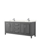 Wyndham Daria 80" Double Bathroom Vanity In Dark Gray Light-Vein Carrara Cultured Marble Countertop Undermount Square Sinks And No Mirror WCV252580DKGC2UNSMXX