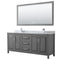 Wyndham Daria 80" Double Bathroom Vanity In Dark Gray White Carrara Marble Countertop Undermount Square Sink And 70" Mirror WCV252580DKGCMUNSM70