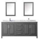 Wyndham Daria 80" Double Bathroom Vanity In Dark Gray White Carrara Marble Countertop Undermount Square Sink and Medicine Cabinet WCV252580DKGCMUNSMED