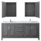 Wyndham Daria 80" Double Bathroom Vanity In Dark Gray White Carrara Marble Countertop Undermount Square Sink and Medicine Cabinet WCV252580DKGCMUNSMED