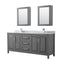 Wyndham Daria 80" Double Bathroom Vanity In Dark Gray White Carrara Marble Countertop Undermount Square Sink And Medicine Cabinet WCV252580DKGCMUNSMED