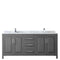 Wyndham Daria 80" Double Bathroom Vanity In Dark Gray White Carrara Marble Countertop Undermount Square Sink and No Mirror WCV252580DKGCMUNSMXX