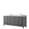 Wyndham Daria 80" Double Bathroom Vanity In Dark Gray White Carrara Marble Countertop Undermount Square Sink And No Mirror WCV252580DKGCMUNSMXX