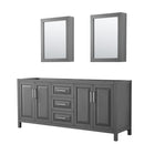 Wyndham Daria 80" Double Bathroom Vanity In Dark Gray No Countertop No Sink And Medicine Cabinet WCV252580DKGCXSXXMED