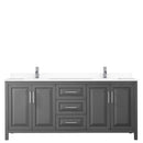 Wyndham Daria 80" Double Bathroom Vanity In Dark Gray White Cultured Marble Countertop Undermount Square Sinks and No Mirror WCV252580DKGWCUNSMXX