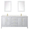 Wyndham Daria 80" Double Bathroom Vanity In White Light-Vein Carrara Cultured Marble Countertop Undermount Square Sinks Brushed Gold Trims and 24" Mirrors WCV252580DWGC2UNSM24