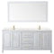 Wyndham Daria 80" Double Bathroom Vanity In White Light-Vein Carrara Cultured Marble Countertop Undermount Square Sinks Brushed Gold Trims and 70" Mirror WCV252580DWGC2UNSM70