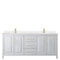 Wyndham Daria 80" Double Bathroom Vanity In White Light-Vein Carrara Cultured Marble Countertop Undermount Square Sinks Brushed Gold Trims and No Mirror WCV252580DWGC2UNSMXX