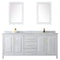 Wyndham Daria 80" Double Bathroom Vanity In White White Carrara Marble Countertop Undermount Square Sinks Brushed Gold Trims and 24" Mirrors WCV252580DWGCMUNSM24