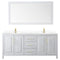 Wyndham Daria 80" Double Bathroom Vanity In White White Cultured Marble Countertop Undermount Square Sinks Brushed Gold Trims and 70" Mirror WCV252580DWGWCUNSM70