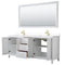 Wyndham Daria 80" Double Bathroom Vanity In White White Cultured Marble Countertop Undermount Square Sinks Brushed Gold Trims and 70" Mirror WCV252580DWGWCUNSM70