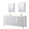 Wyndham Daria 80" Double Bathroom Vanity In White White Cultured Marble Countertop Undermount Square Sinks Brushed Gold Trims And Medicine Cabinets WCV252580DWGWCUNSMED