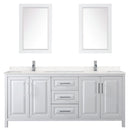 Wyndham Daria 80" Double Bathroom Vanity In White Light-Vein Carrara Cultured Marble Countertop Undermount Square Sinks and 24" Mirrors WCV252580DWHC2UNSM24