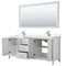 Wyndham Daria 80" Double Bathroom Vanity In White Light-Vein Carrara Cultured Marble Countertop Undermount Square Sinks and 70" Mirror WCV252580DWHC2UNSM70