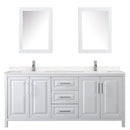 Wyndham Daria 80" Double Bathroom Vanity In White Light-Vein Carrara Cultured Marble Countertop Undermount Square Sinks and Medicine Cabinets WCV252580DWHC2UNSMED