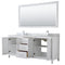 Wyndham Daria 80" Double Bathroom Vanity In White White Carrara Marble Countertop Undermount Square Sink and 70" Mirror WCV252580DWHCMUNSM70