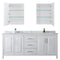 Wyndham Daria 80" Double Bathroom Vanity In White White Carrara Marble Countertop Undermount Square Sink and Medicine Cabinet WCV252580DWHCMUNSMED