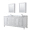 Wyndham Daria 80" Double Bathroom Vanity In White White Carrara Marble Countertop Undermount Square Sink And Medicine Cabinet WCV252580DWHCMUNSMED