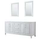 Wyndham Daria 80" Double Bathroom Vanity In White No Countertop No Sink And 24" Mirror WCV252580DWHCXSXXM24